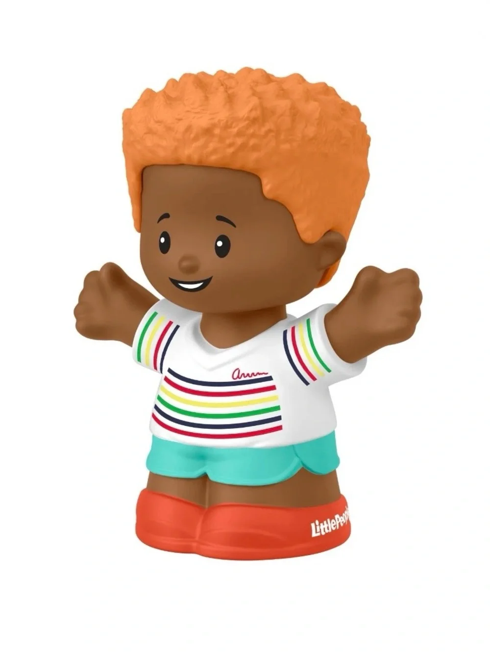 New Fisher-Price Little People Orange-Haired Boy Figure with Striped Shirt Smile
